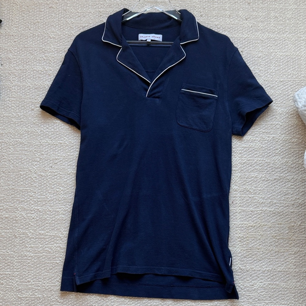 Orlebar Brown Navy Polo with White Trim